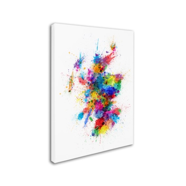 Michael Tompsett 'Scotland Paint Splashes Map' Canvas Art,24x32